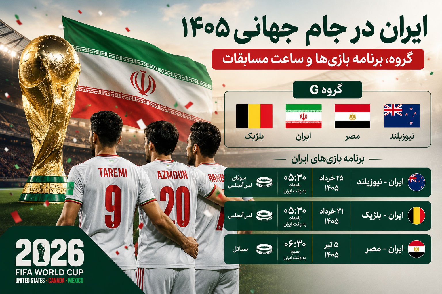 ایران در جام جهانی ۱۴۰۵؛ گروه، برنامه بازی‌ها و داستانی که دوباره آغاز می‌شود